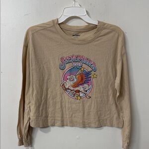 Old Navy Tan Graphic Long Sleeve Tee